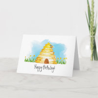 Cartão de Aniversário Feliz Abelha Aquarela