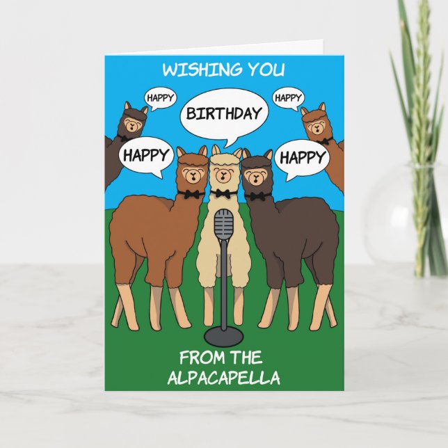 Cartão de Aniversário Feliz Alpaca Pun Alpacapella (Frente)