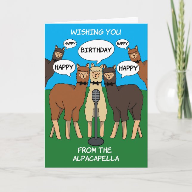 Cartão de Aniversário Feliz Alpaca Pun Alpacapella (Frente)