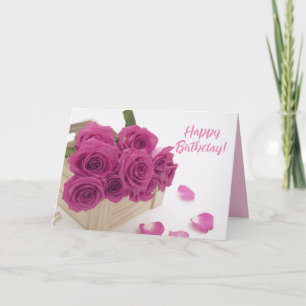 Cartão de Aniversário "Feliz Aniversário" com Rosa