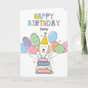 Cartão de Aniversário Feliz Cachorro Goldendoodle