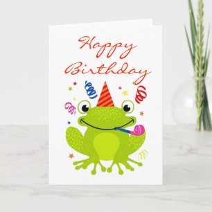 Cartão de Aniversário Feliz - Celebrando o Sapo