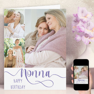 Cartão de Aniversário Feliz com 3 Fotos da Nonna e