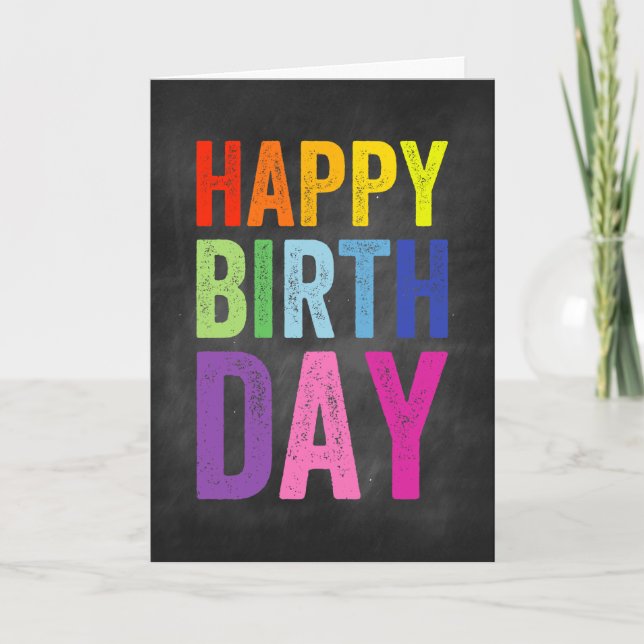 Cartão de Aniversário Feliz com Arco-íris e Quadro (Frente)