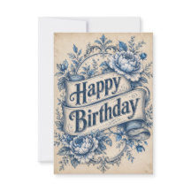 Cartão de Aniversário Feliz com Desejos Vintage