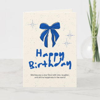 Cartão de Aniversário Feliz com Fita Azul Real Min
