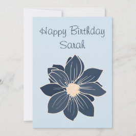 Cartão de Aniversário Feliz com Flor Azul Personal
