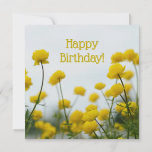 Cartão de Aniversário Feliz com Flor Silvestre Ama