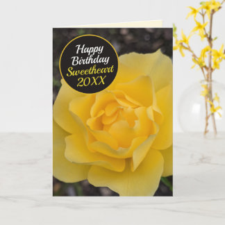 Cartão de Aniversário Feliz com Rosa Amarela Sonha