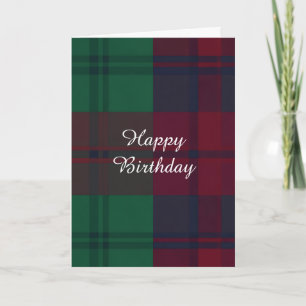 Cartão de Aniversário Feliz com Tartan Escocês Tra