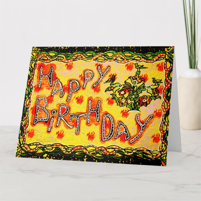 Cartão de aniversário feliz da grande Bright russa (Frente)