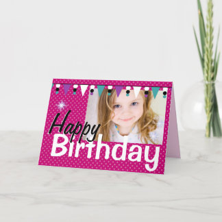Cartão de Aniversário Feliz da Menina - Pontos Ros