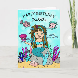 Cartão de Aniversário Feliz da Sereia bonito Tur