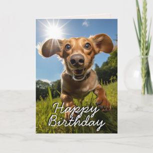 Cartão de Aniversário Feliz Dachshund Personalizad