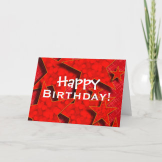 Cartão de Aniversário Feliz das Estrelas Vermelhas