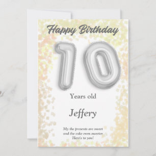 Cartão de Aniversário Feliz de 10 anos