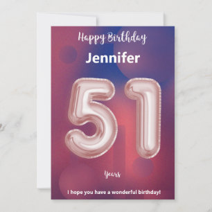 Cartão de aniversário feliz de 51 anos