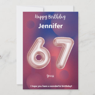 Cartão de aniversário feliz de 67 anos