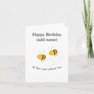Cartão de Aniversário Feliz de Abelhas Ilustrado