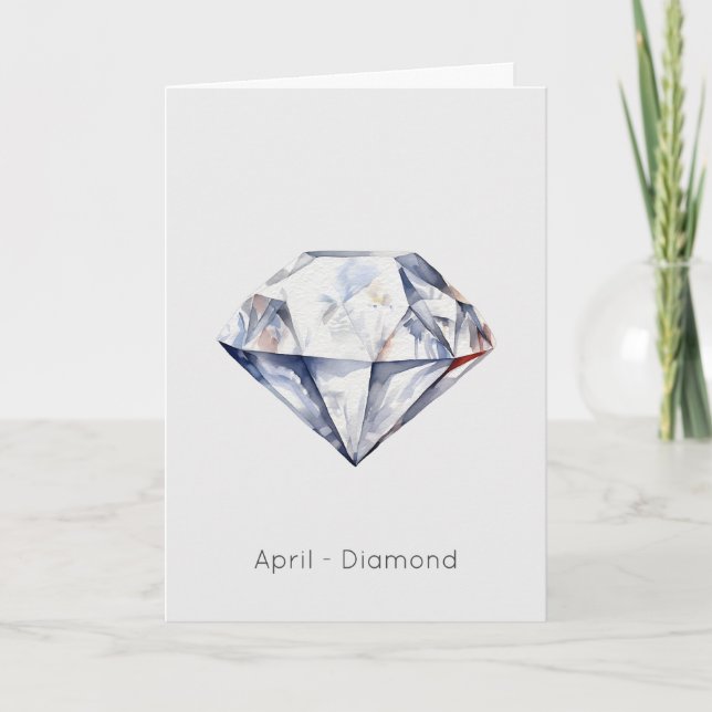 Cartão de Aniversário Feliz de April Birthstone Di (Frente)