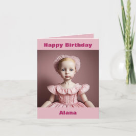 Cartão de Aniversário Feliz de Boneca de Arte AI
