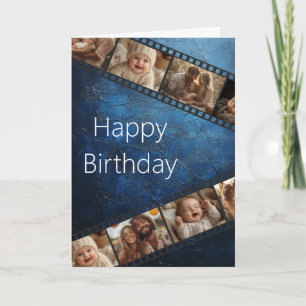 Cartão de Aniversário Feliz de Fita Azul Texturiza