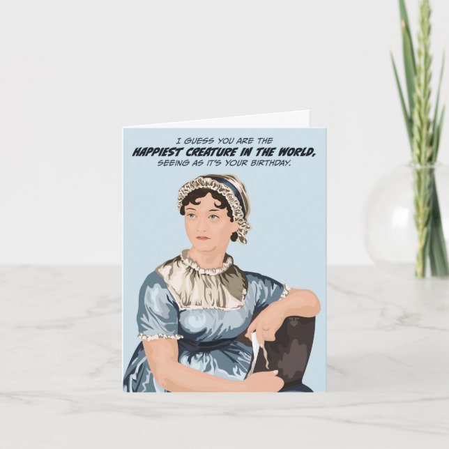 Cartão de Aniversário Feliz de Jane Austen (Frente)