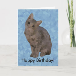 Cartão de Aniversário Feliz de Kitten Geométrico