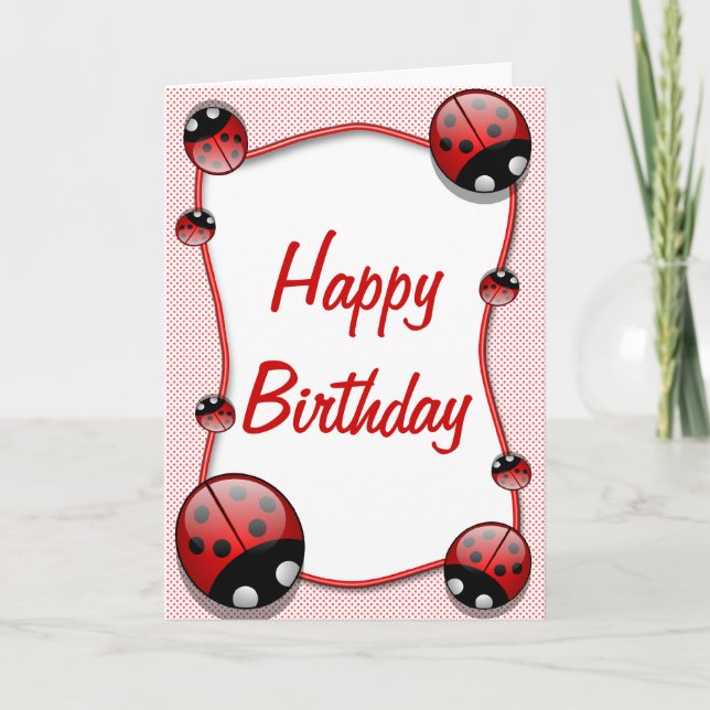 Cartão de Aniversário Feliz de Ladybug (Frente)