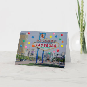 Cartão de Aniversário Feliz de Las Vegas com Balõe