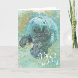 Cartão de Aniversário Feliz de Manatee Pintado