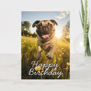 Cartão de Aniversário Feliz de Pug Personalizado