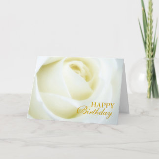 Cartão de Aniversário Feliz de Rosa Branca