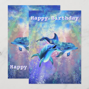 Cartão de Aniversário Feliz do Casal Dolphin