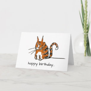 Cartão de Aniversário Feliz do Gato de Desenho Ani