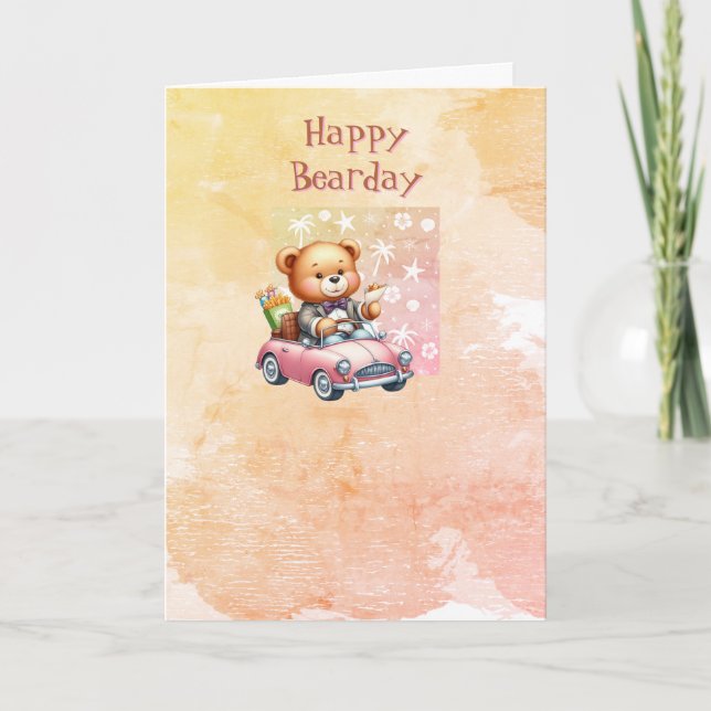Cartão de Aniversário Feliz do Urso de Teddy (Frente)