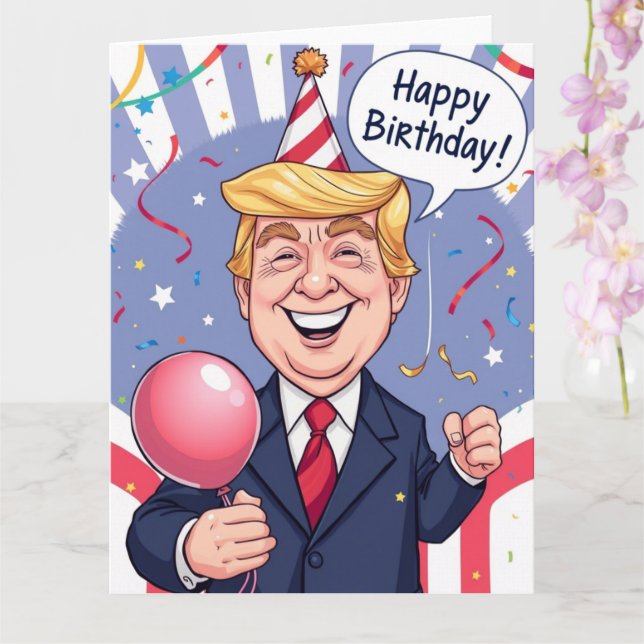 Cartão de Aniversário Feliz e Engraçado do Trump P (Orquídea)
