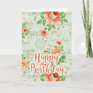 Cartão de Aniversário Feliz Floral Floral bonito V