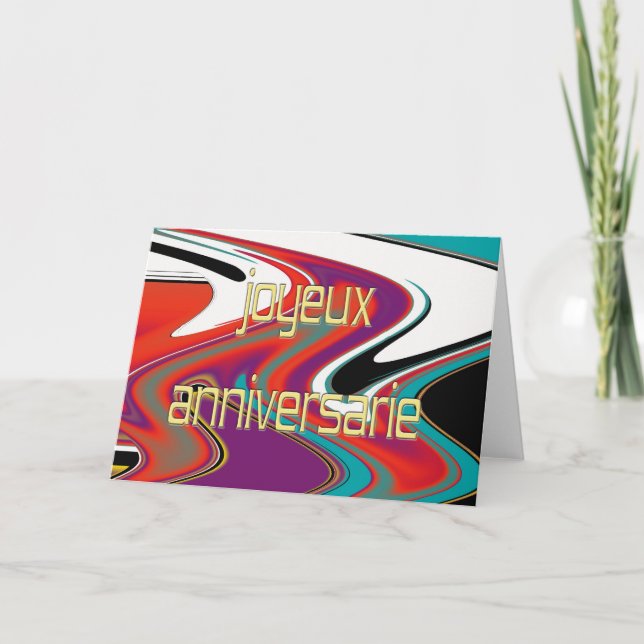 Cartão de Aniversário Feliz Francês (Frente)