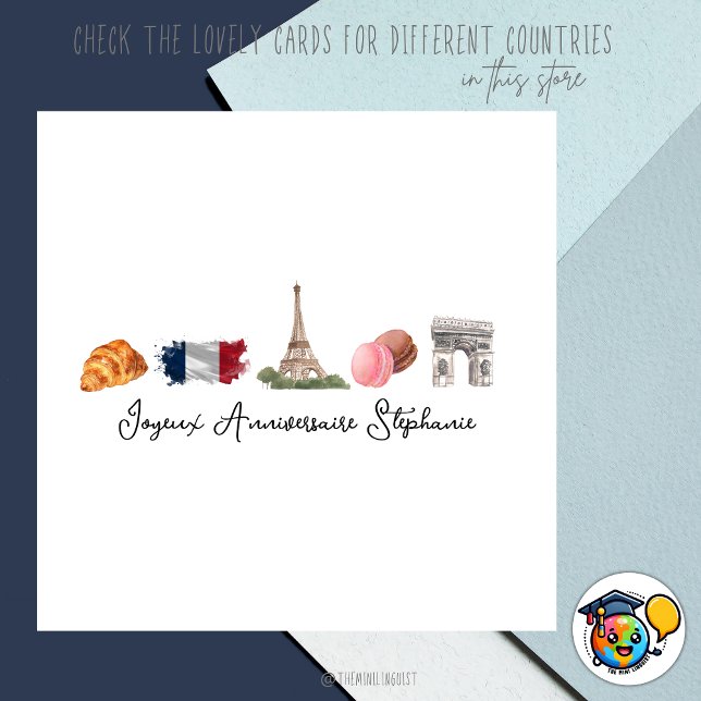 Cartão de Aniversário Feliz Francês, Joyeux Annive (Criador carregado)