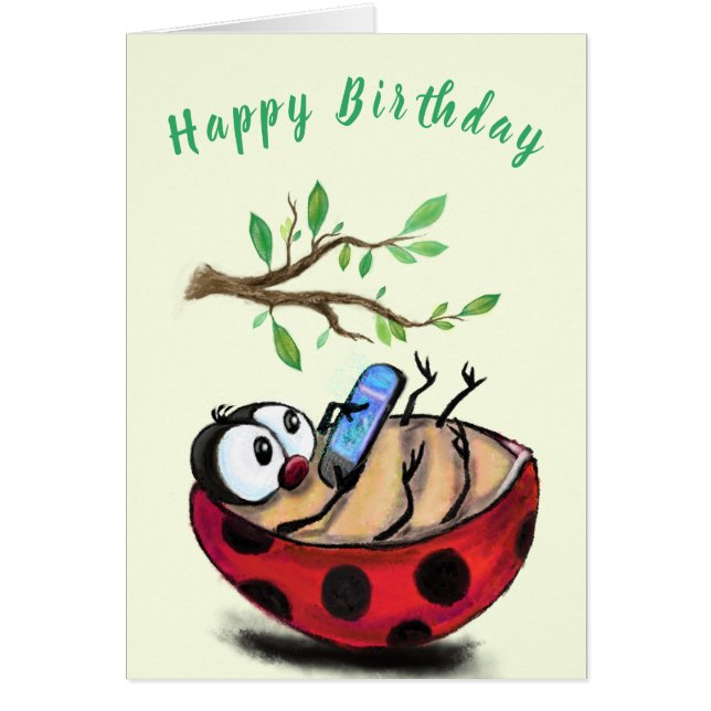 Cartão de Aniversário Feliz Ladybug (Frente)