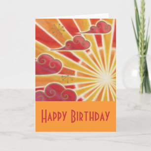Cartão de Aniversário Feliz Laranja