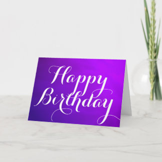 Cartão de Aniversário Feliz Metálico Roxo com Mens