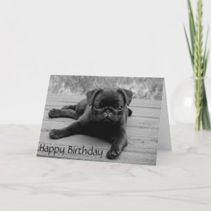 Cartão de Aniversário Feliz para Cachorro Pug - 