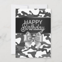 Cartão de Aniversário Feliz para Camo Branco e Arc
