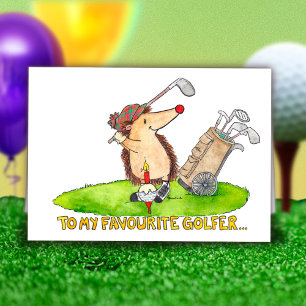 Cartão de aniversário feliz para golfista