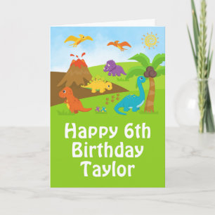 Cartão de Aniversário Feliz para Meninos Dinossaur