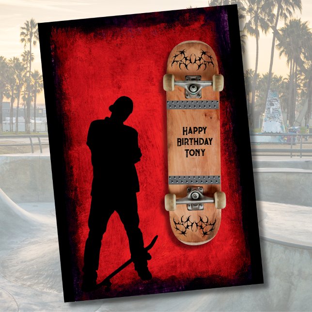 Cartão de Aniversário Feliz para o Skateboard Grun (Grunge Skateboarding Happy Birthday Card)