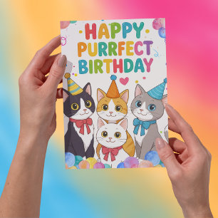 Cartão de Aniversário Feliz Personalizado com Gato