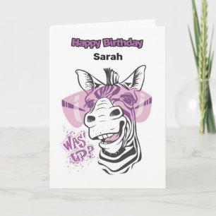 Cartão de Aniversário Feliz Personalizado - Zebr